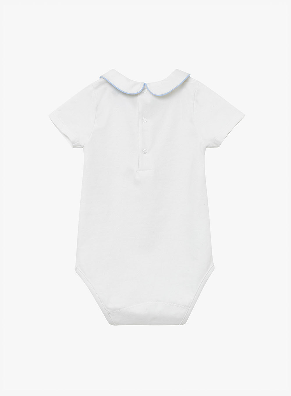 Little Short-Sleeved Milo Bodysuit in White/Blue
