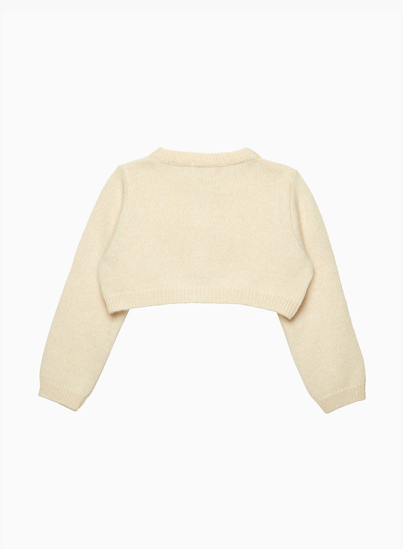 Baby Martha Velvet Bow Cropped Cardigan