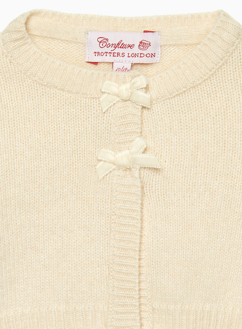 Baby Martha Velvet Bow Cropped Cardigan