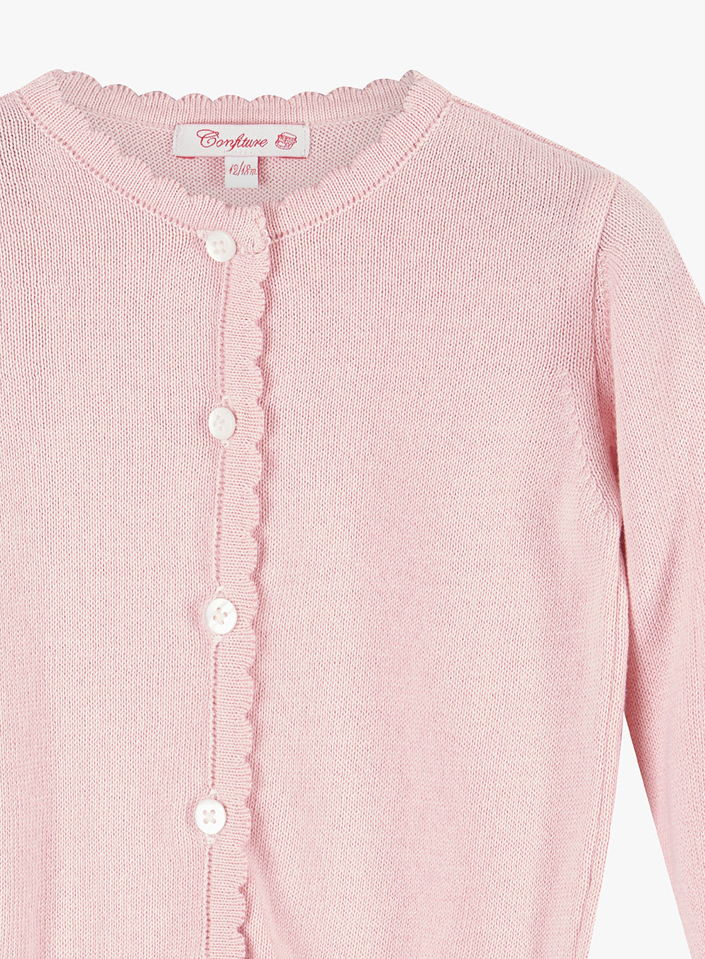 Little Pretty Scalloped Edge Cardigan in Pale Pink