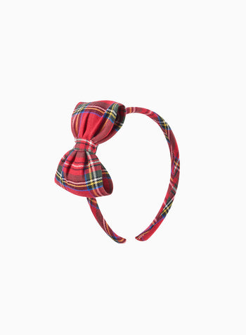 Big Bow Alice Band in Red Plaid