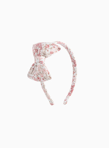Big Bow Alice Band in Pink Floral