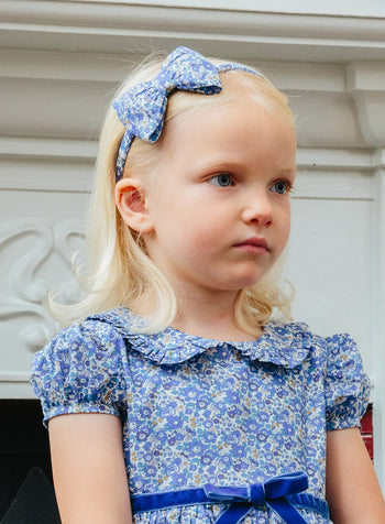 Big Bow Alice Band in Blue Betsy Ann