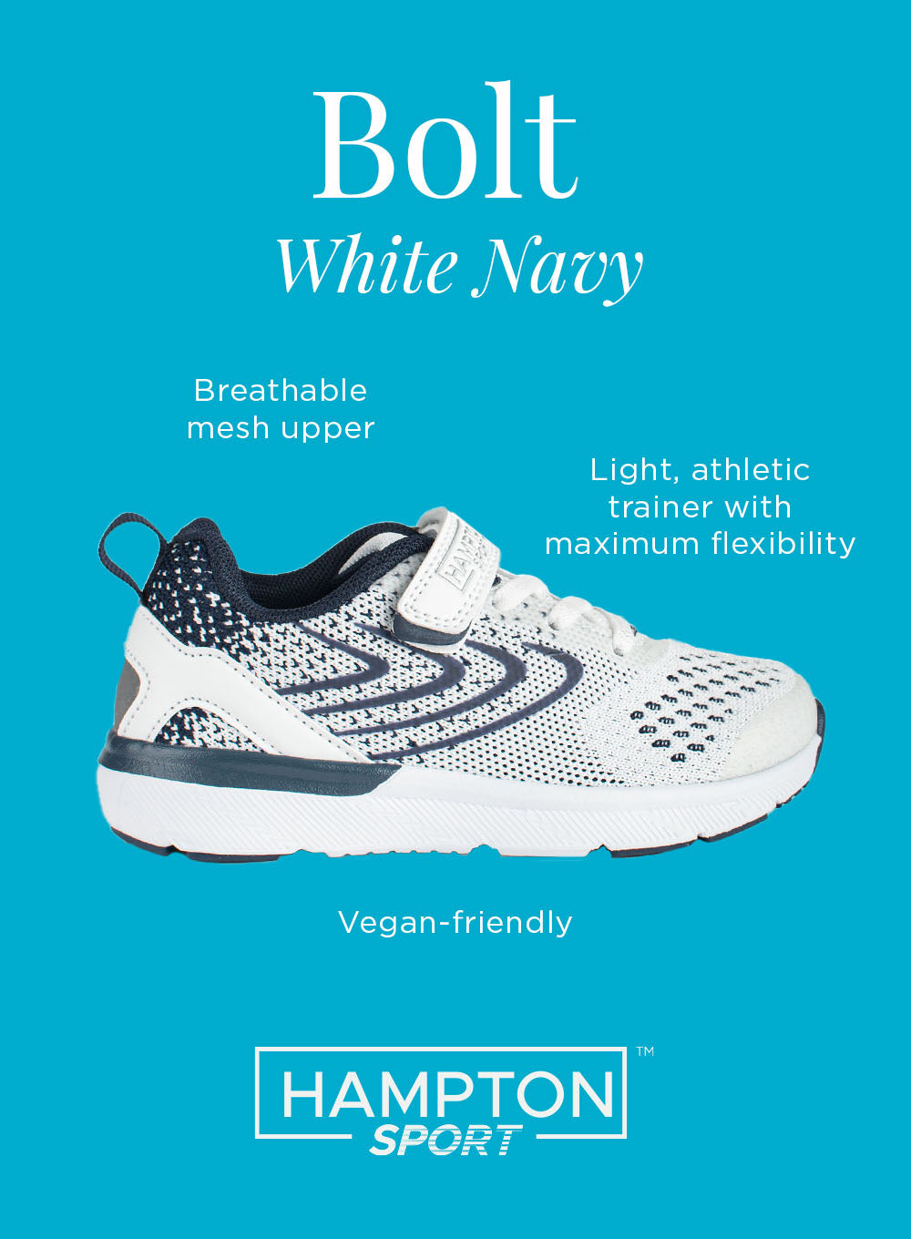 Hampton Sport Bolt Sneakers in White/Navy