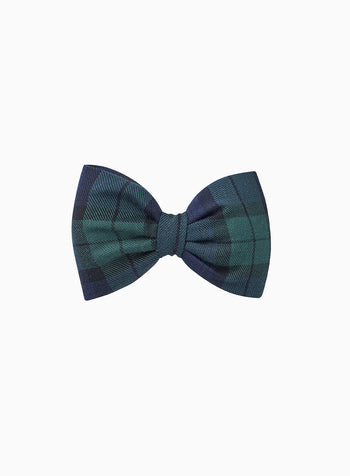 Bow Hair Clip in Navy Plaid