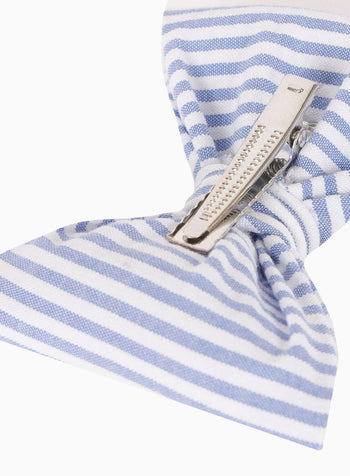 Bow Hair Clip in Blue Seersucker