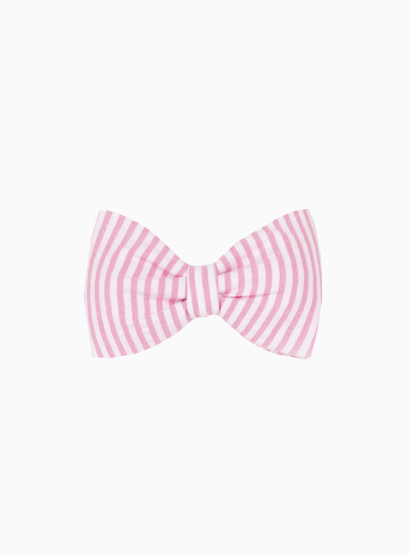Bow Hair Clip in Pink Seersucker