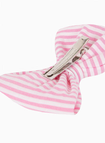 Bow Hair Clip in Pink Seersucker