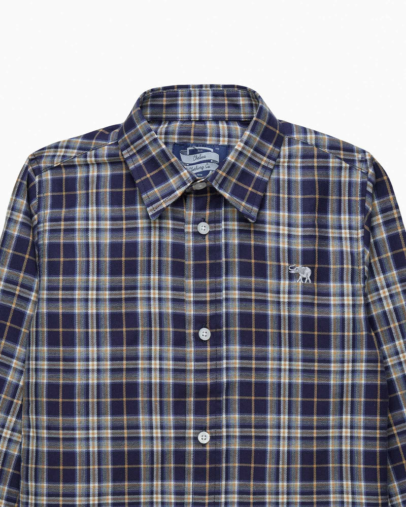 Oliver Shirt in Navy/ Camel Check