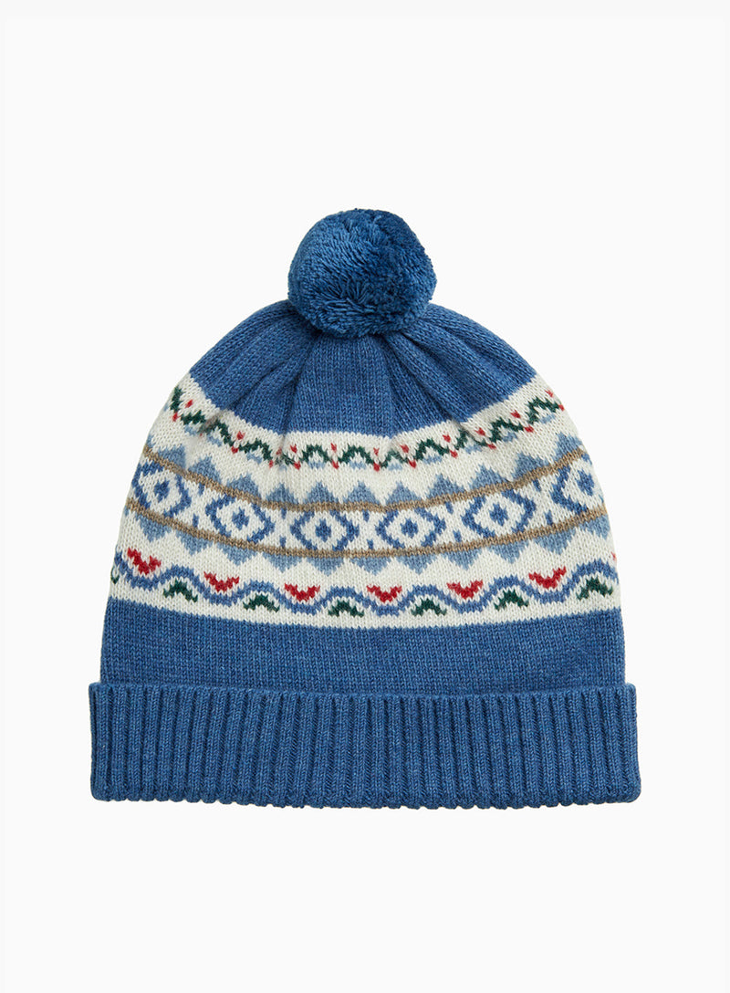 Frankie Beanie in Denim Blue Fair Isle