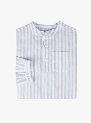Thomas Brown Shirt Oscar Shirt in Pale Blue Stripe