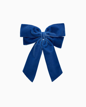 Lily Rose Clip Extra Large Velvet Bow Hair Clip in Blue Azure