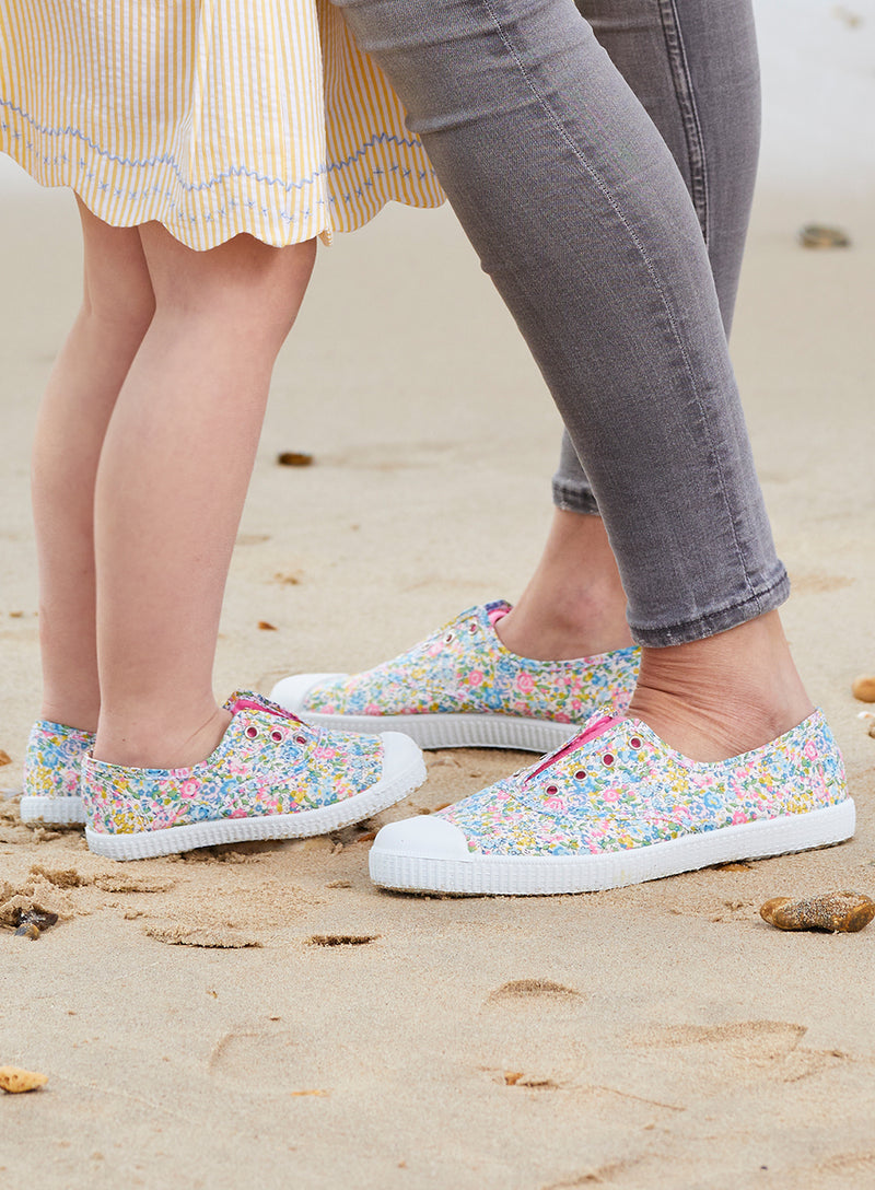 Hampton Canvas Plum Print Plimsolls in Emma Georgina