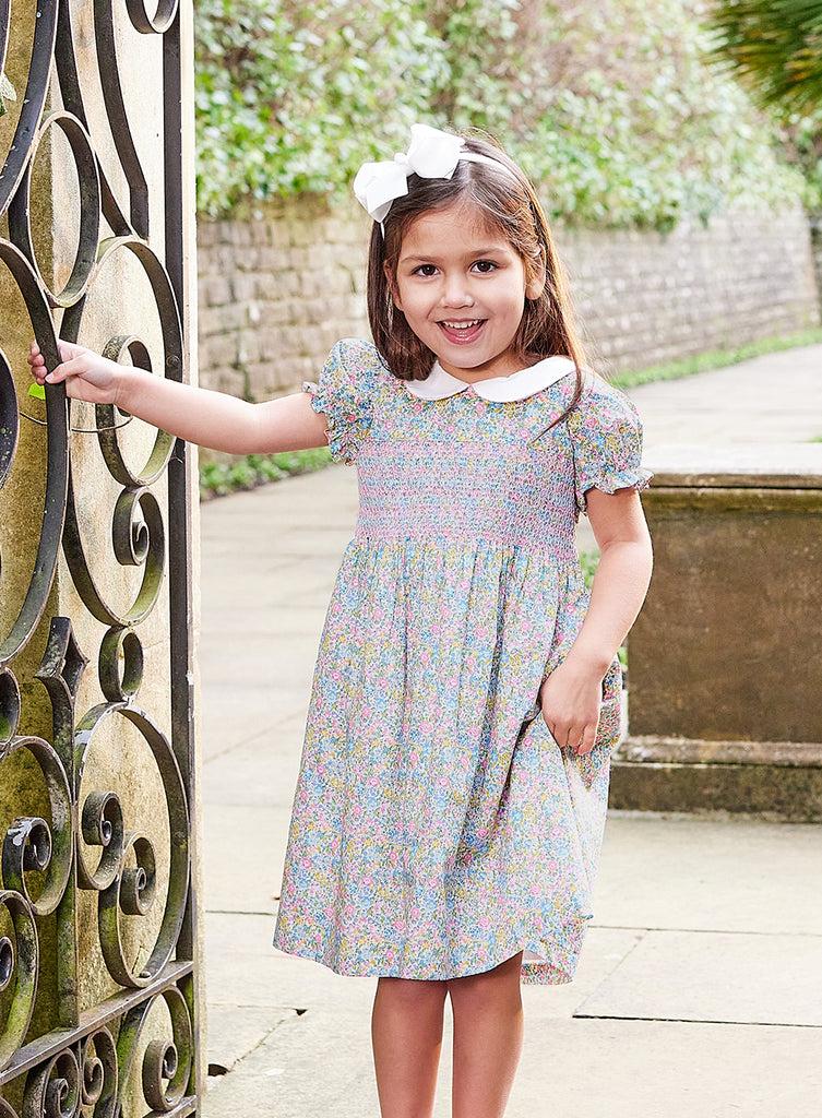 Lily Rose Girls Emma Smocked Dress in Emma & Georgina | Trotters London ...