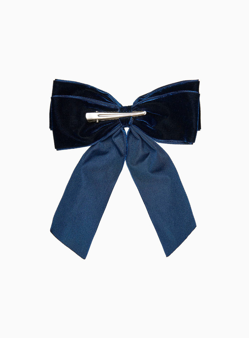 Extra Large Velvet Bow Hair Clip in Navy