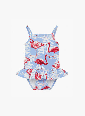 Little Peplum Swimsuit in Flamingo