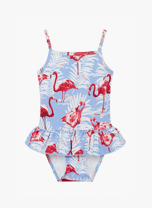 Peplum Swimsuit in Flamingo