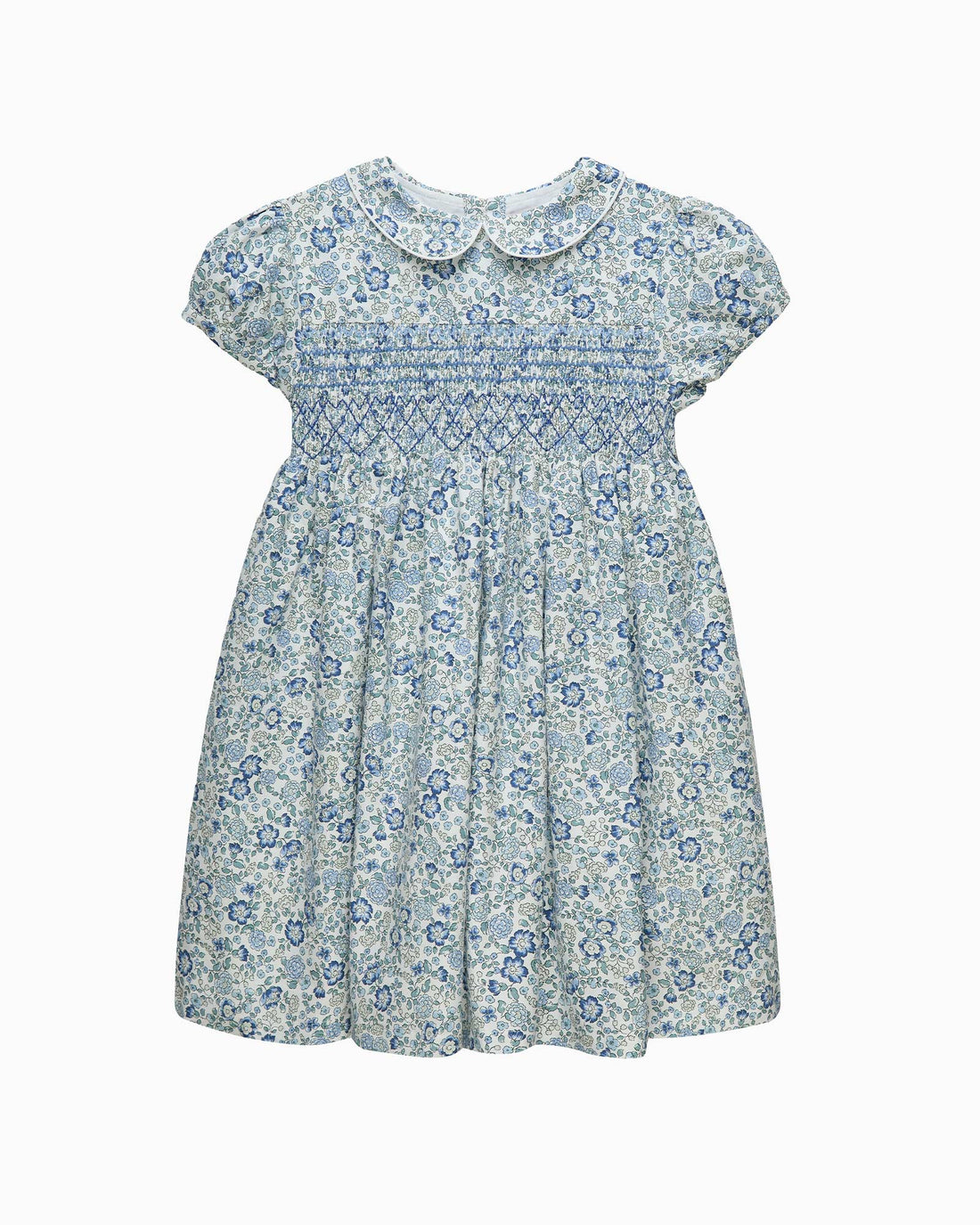 Arabella Floral Smocked Dress in Blue 4Y