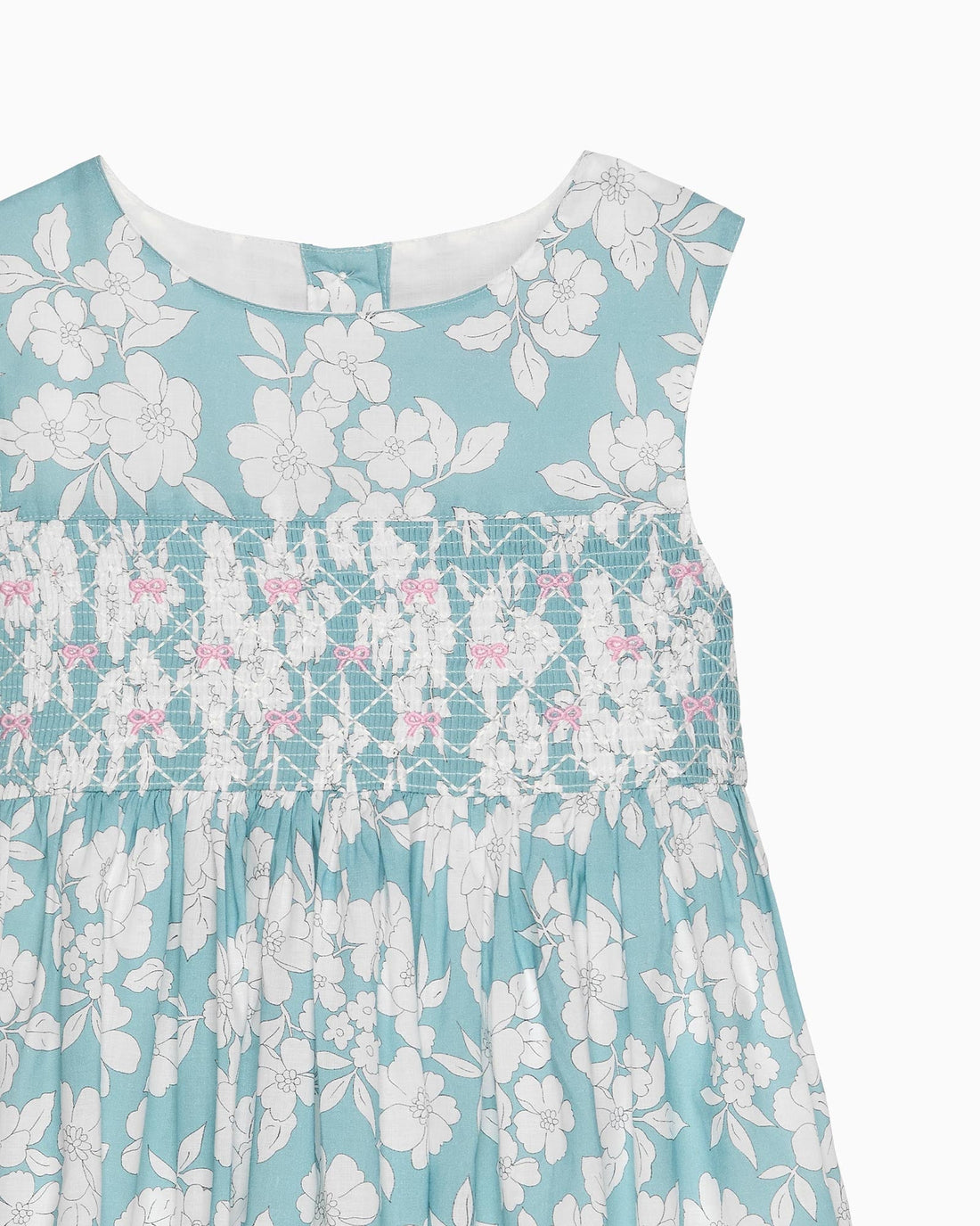 Confiture Dress Molly Smocked Pinafore in Teal Floral