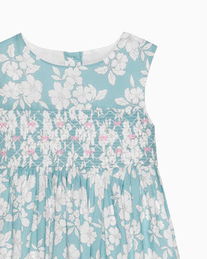 Confiture Dress Molly Smocked Pinafore in Teal Floral