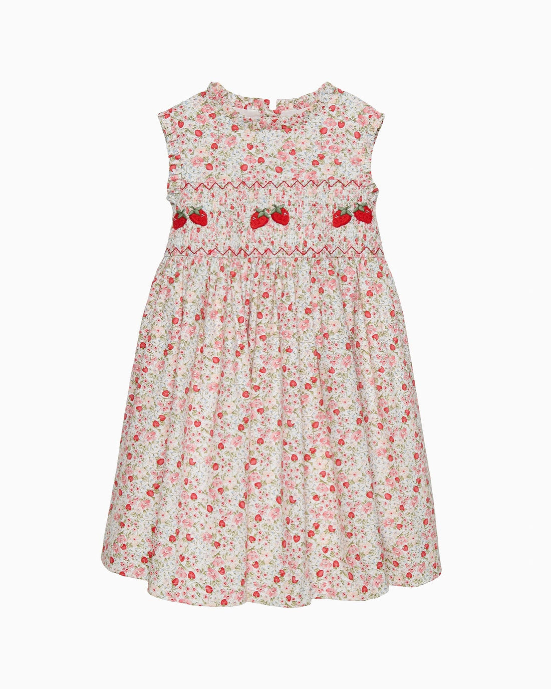 fitted lace wedding dress Celestine Red Floral Smocked Dress 3T main image 0
