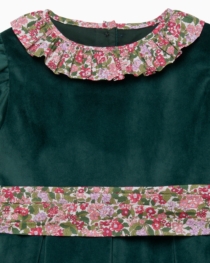Velvet Party Dress in Red Hedgerow