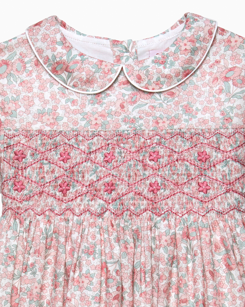 Arabella Floral Smocked Dress in Pink