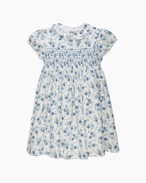 Arabella Rose Floral Smocked Dress in Blue