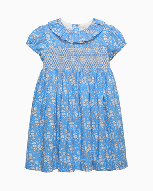 Smocked Party Dress in Blue Capel
