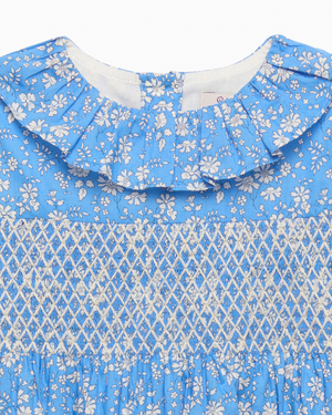 Smocked Party Dress in Blue Capel