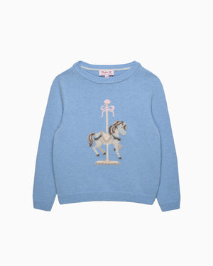 Carousel Horse sweater in Blue