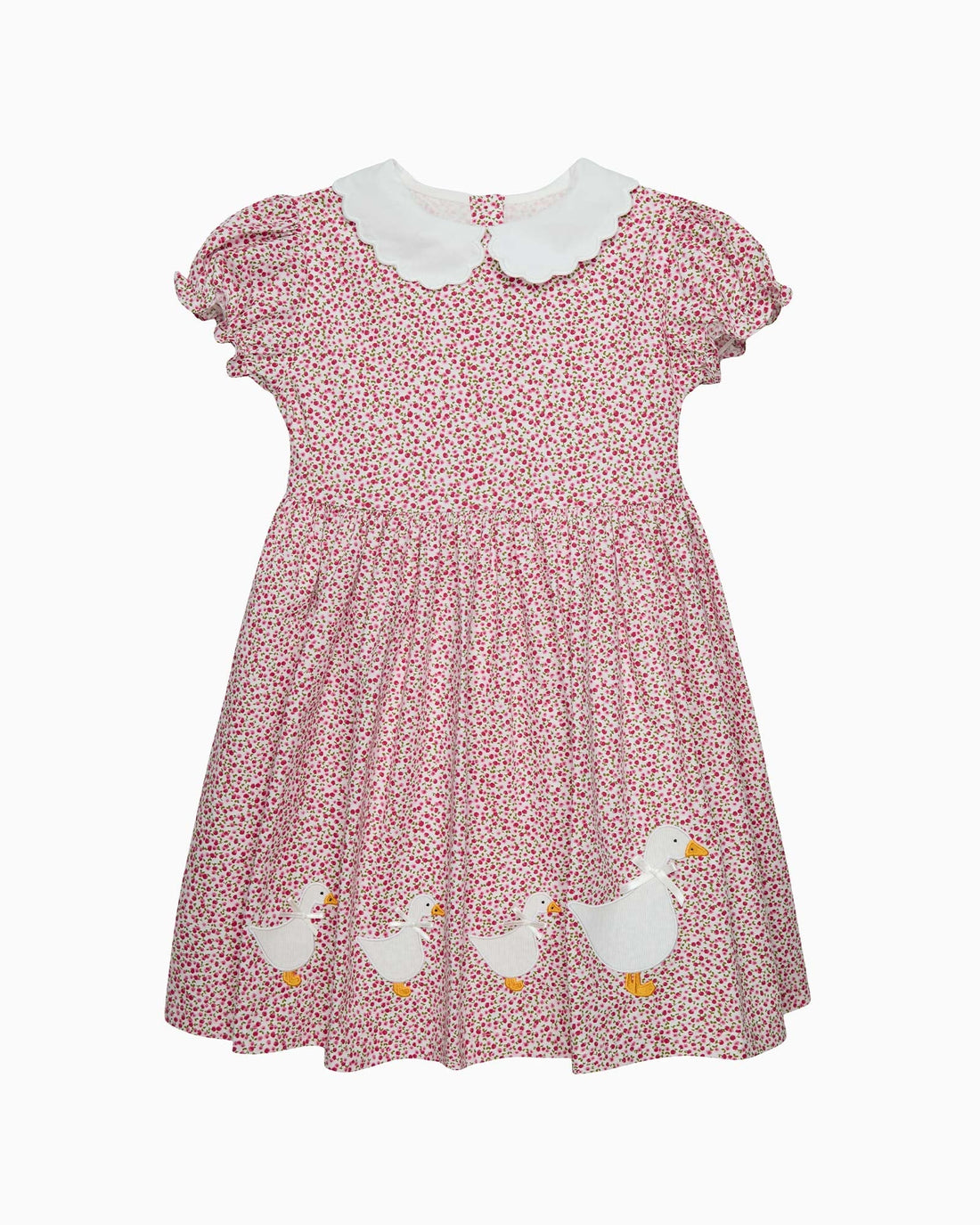 Girls Petal Collar Duck Dress in Red Cherry