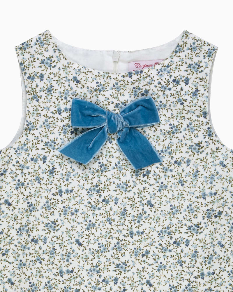 Confiture Dress Cord Ditsy Floral Pinafore in Blue