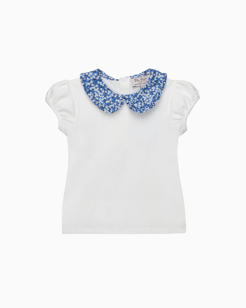 Lily Rose Top Pie Crust Jersey Top in Blue Mitsi Valeria