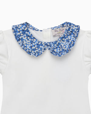 Lily Rose Top Pie Crust Jersey Top in Blue Mitsi Valeria