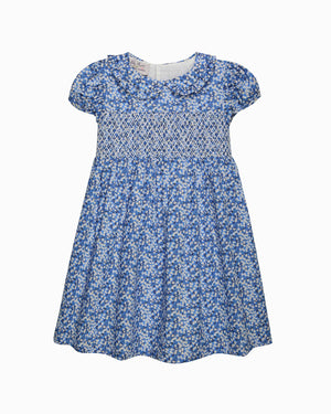 Smocked Dress in Blue Mitsi Valeria