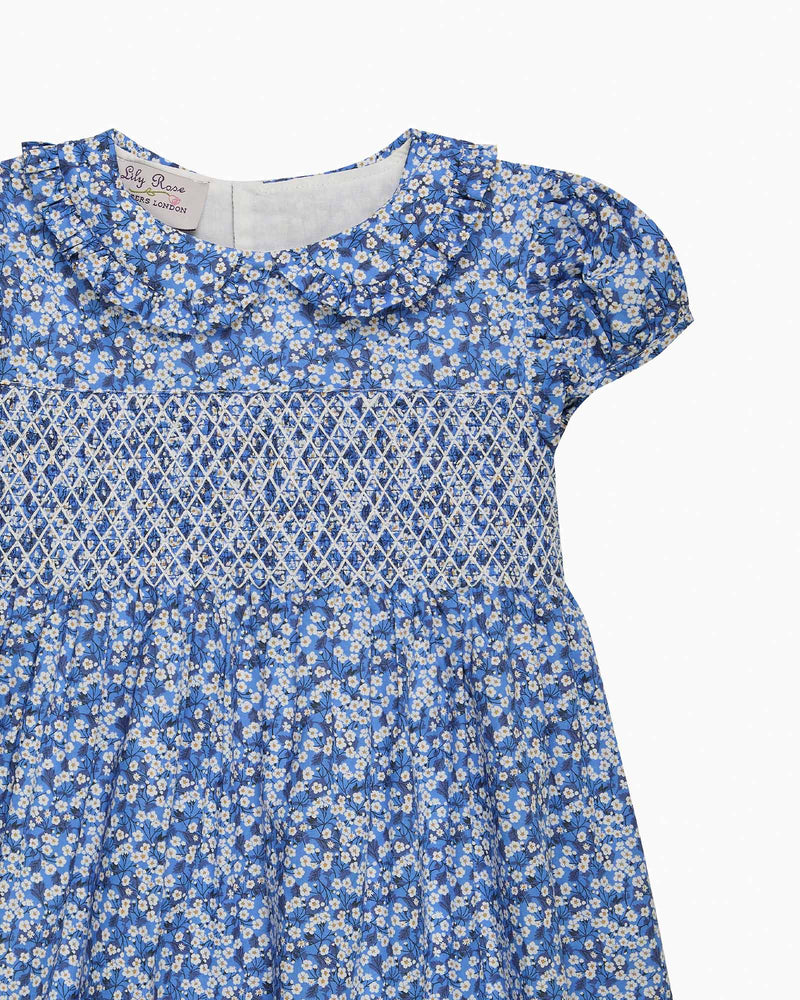 Smocked Dress in Blue Mitsi Valeria