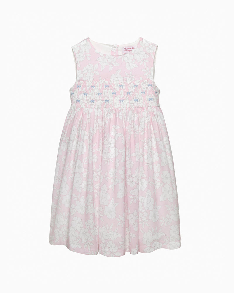 Confiture Dress Molly Smocked Pinafore in Pale Pink Floral