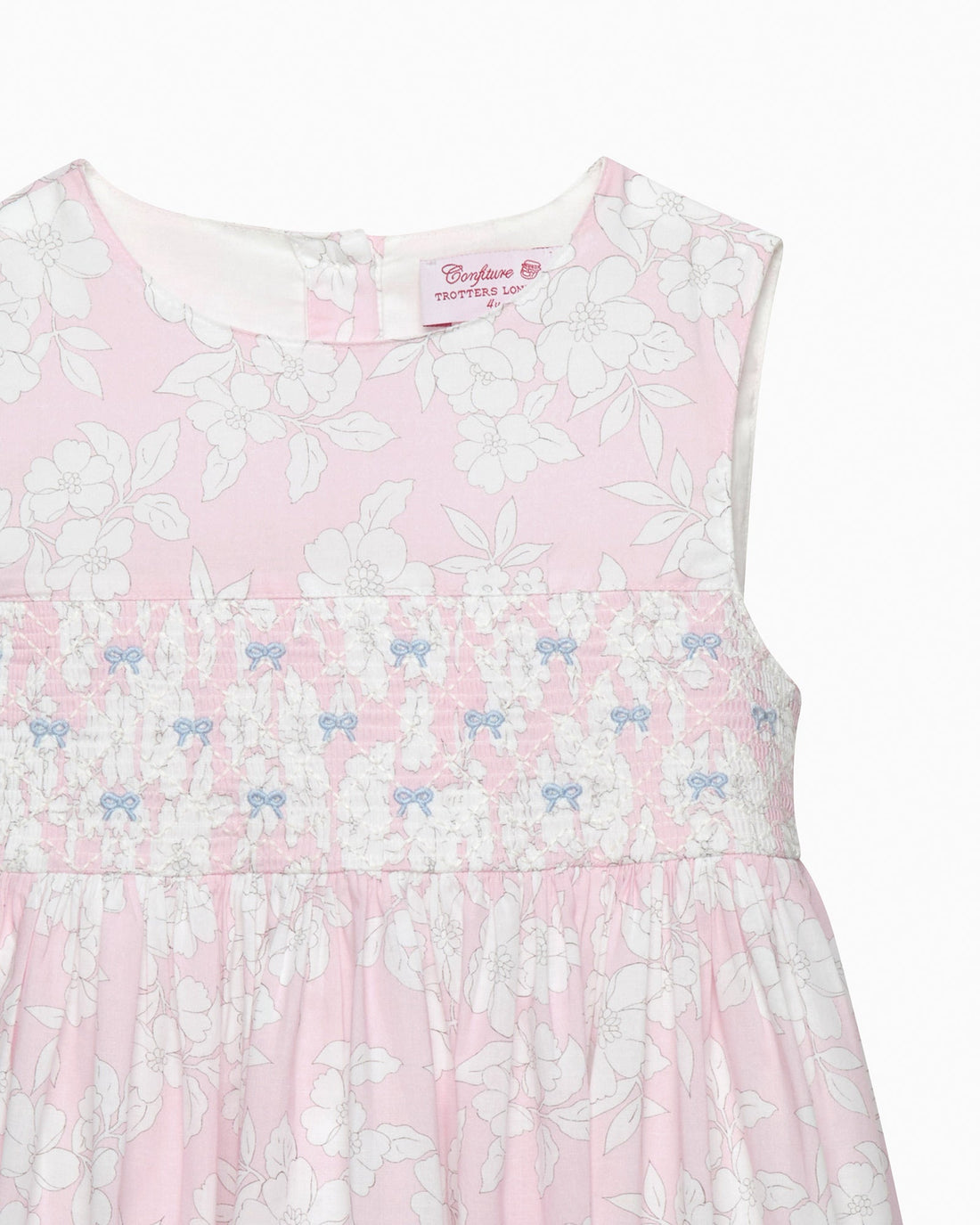 Confiture Dress Molly Smocked Pinafore in Pale Pink Floral