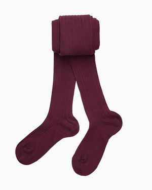 Ribbed Tights in Aubergine