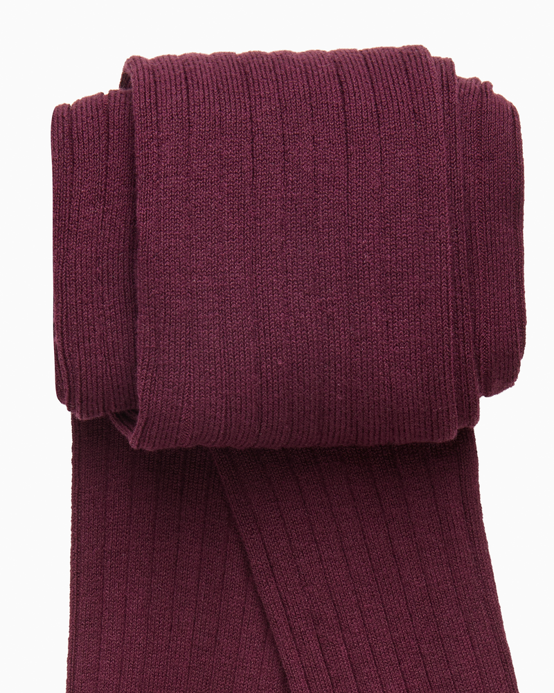 Ribbed Tights in Aubergine