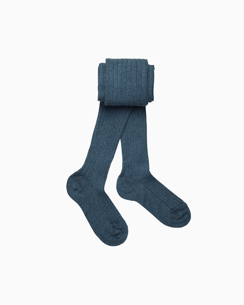 Ribbed Tights in Denim Blue