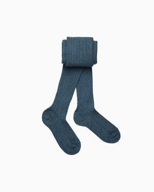 Ribbed Tights in Denim Blue