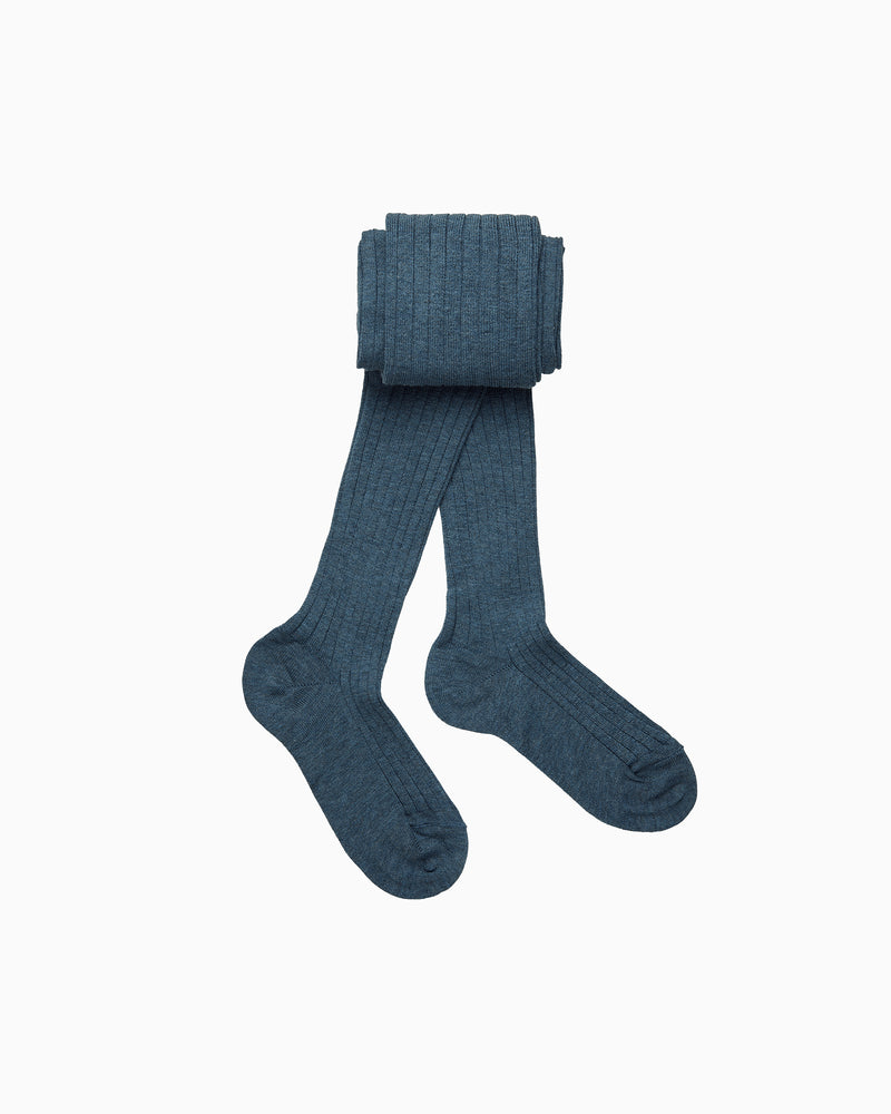 Baby Ribbed Tights in Denim Blue