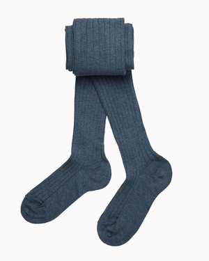 Baby Ribbed Tights in Denim Blue