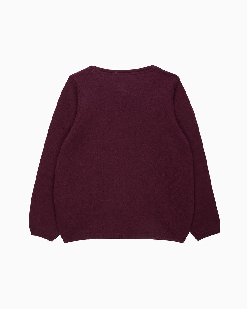 Velvet Big Bow Cardigan in Claret