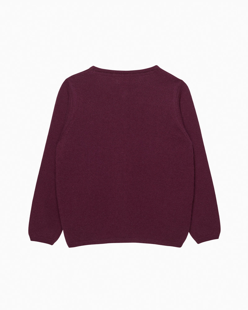 Velvet Bow Cardigan in Claret