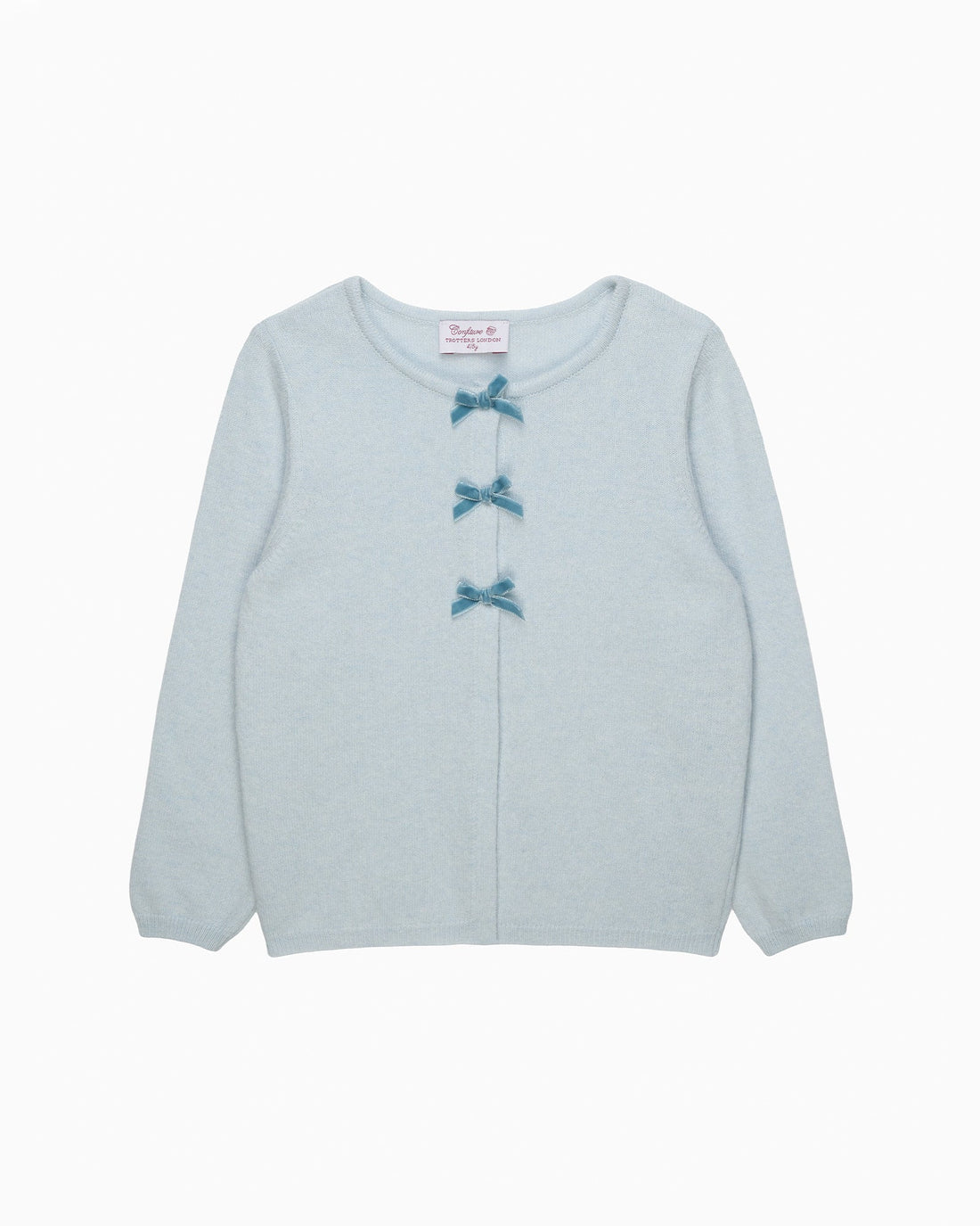 Confiture Cardigan Velvet Bow Cardigan in Pale Blue
