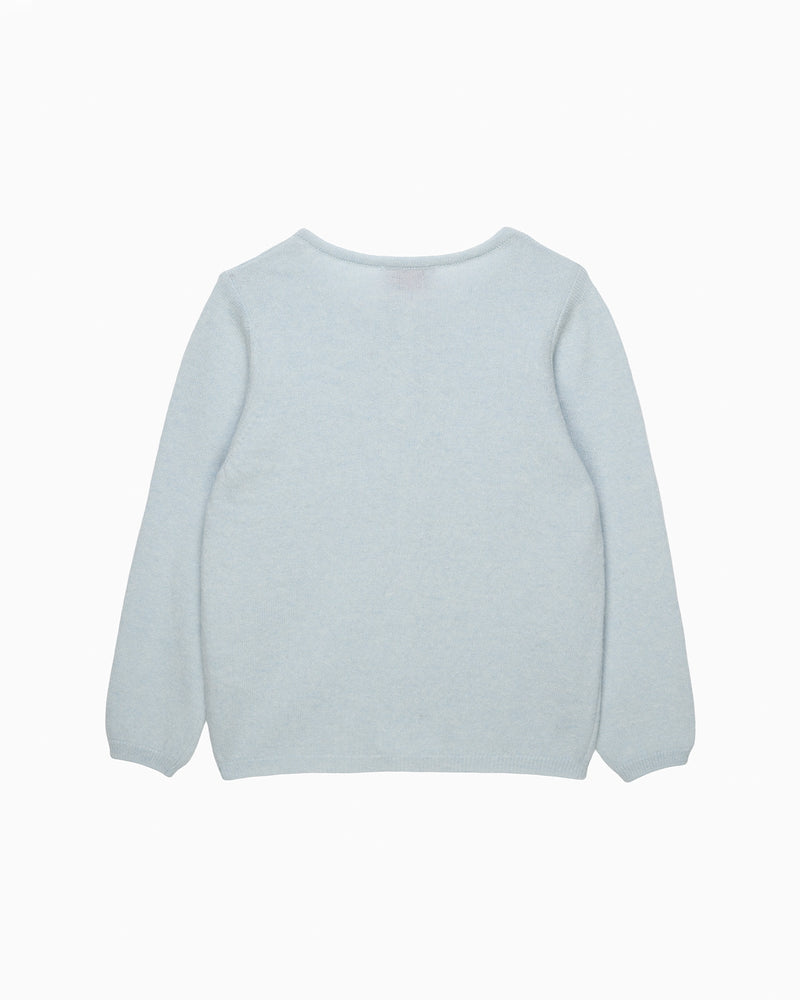Confiture Cardigan Velvet Bow Cardigan in Pale Blue
