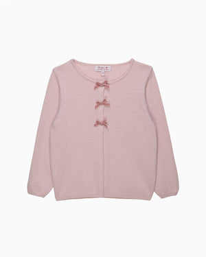 Confiture Cardigan Velvet Bow Cardigan in Pink